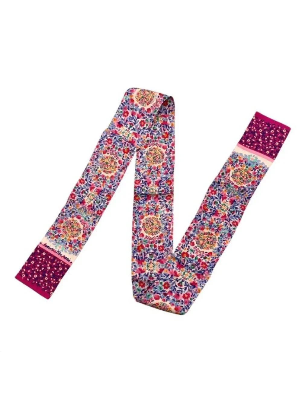 Louis Vuitton Silk Scarf Bandeau Catania Monogram Floral Pink